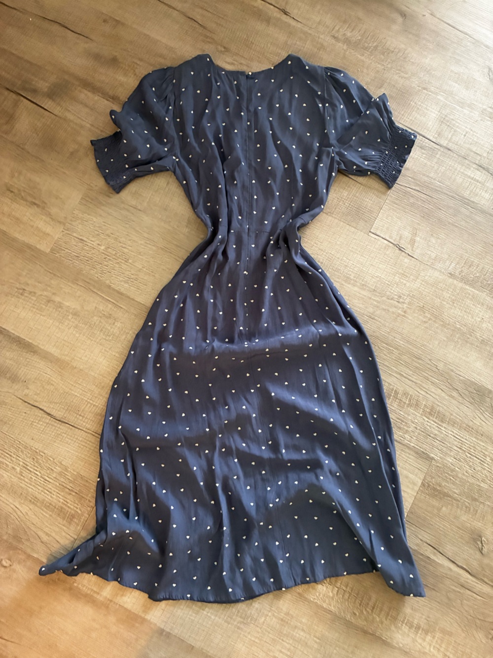 LOFT Navy Dress with White Heart Print 6